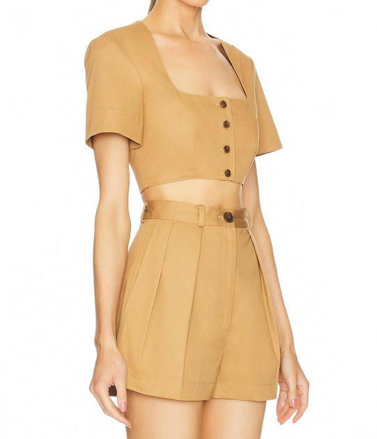 Matthew Bruch Apron Crop Top Marron XS 3