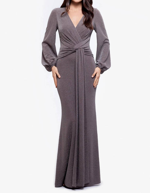 Betsy & Adam Clara Langarm Metallic Strickkleid Grau US 12 2