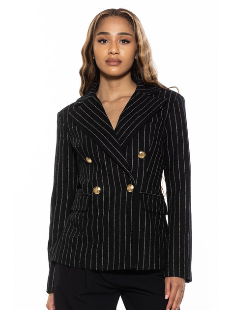 Alexia Admor Farrah Stripe Blazer Black US 6 2