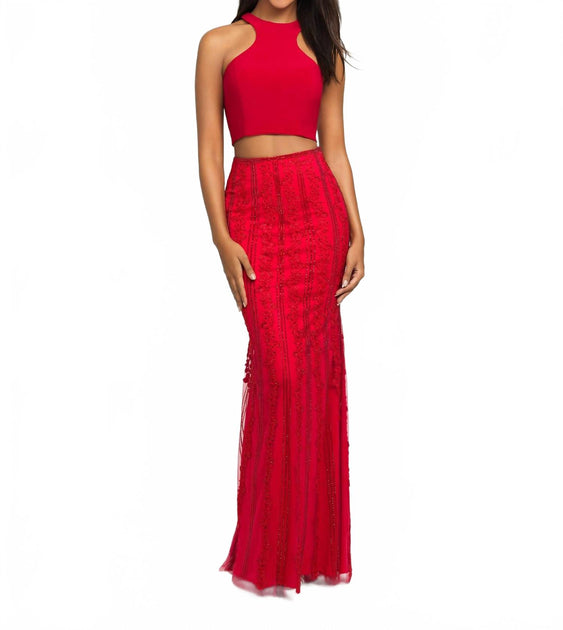madison james red prom dress 20-504M Madison James Modest