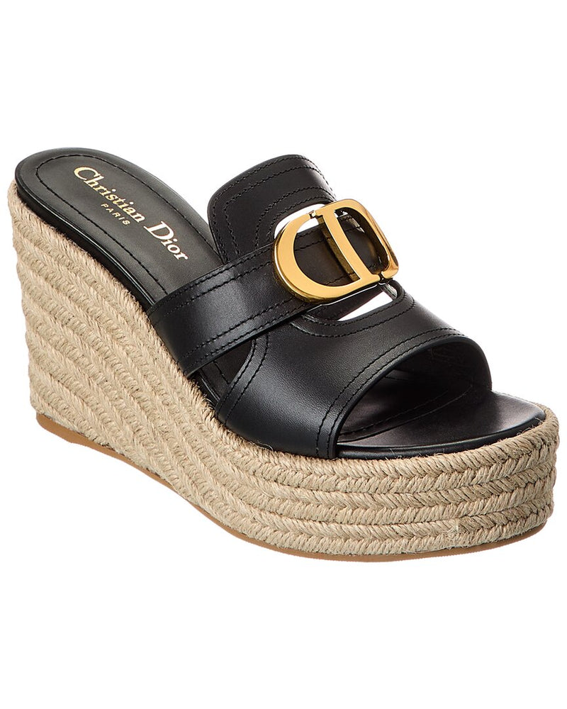 Dior 30 Montaigne Leather Wedge Sandal | ShopSimon