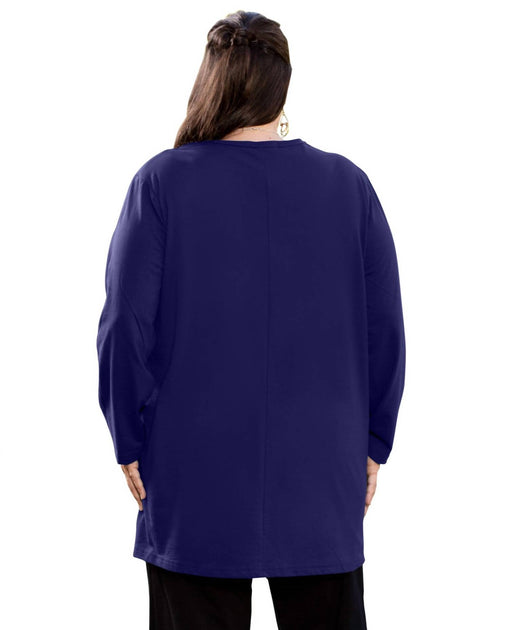On The Plus Side Henley Tunic Blau Plus Size 1X 4