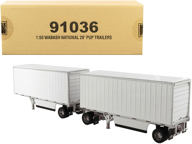 Diecast Masters Wabash National 28' Double Pup Trailers White 1/50 2
