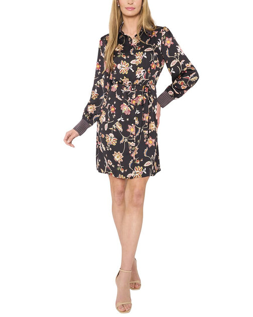 CeCe Mix Print Shirt Dress Black XL 2