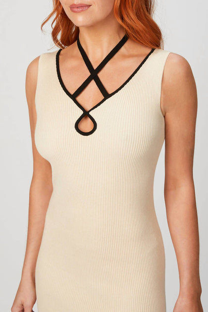 Wynn Hamlyn Schlüsselloch Strickkleid - Beige (Small) 4