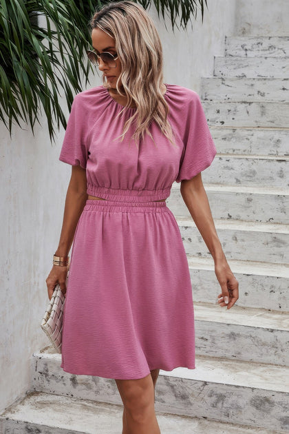 TRUEDAMES Two Pieces Basic Round Neck Sets Pink Medium 3
