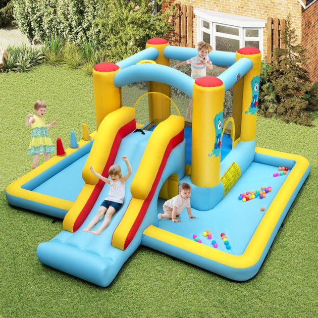 Hivvago 7-in-1 Inflatable Bounce House Multi-colored 3