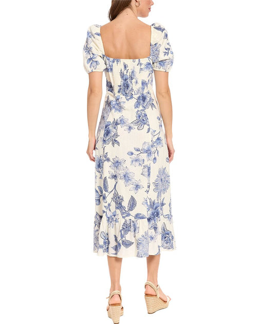 Robe Mi-longue London Times Blanc/Bleu US 12 3