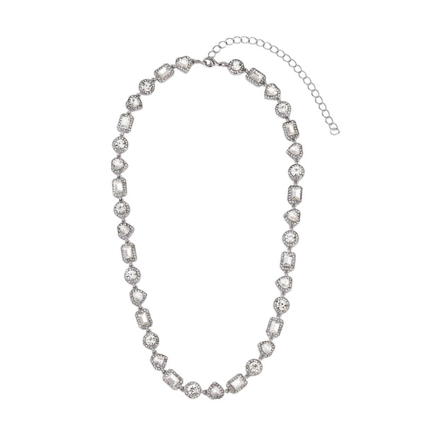 Adornia Crystal Halo Heart Chain Necklace Silver 2