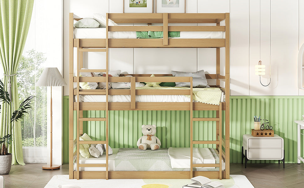 Streamdale Triple Twin Oak Bunk Bed 4