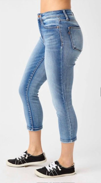 Judy Blue Mid Rise Skinny Capri Jeans Blue 4