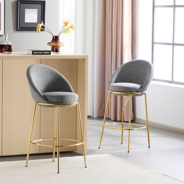 Streamdale Celano Barstool Gray Gold Set of 2 2