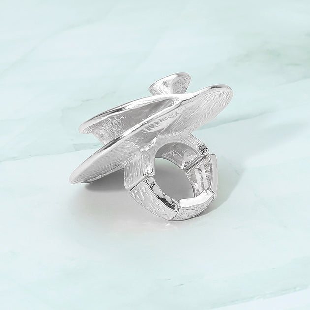 FASHNZFAB Sculpted Metal Dome Stretch Ring Multi One Size 4