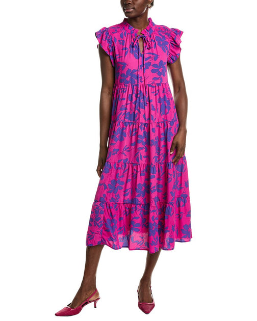 IPPONELLI Tiered Midi Dress Pink Small 2