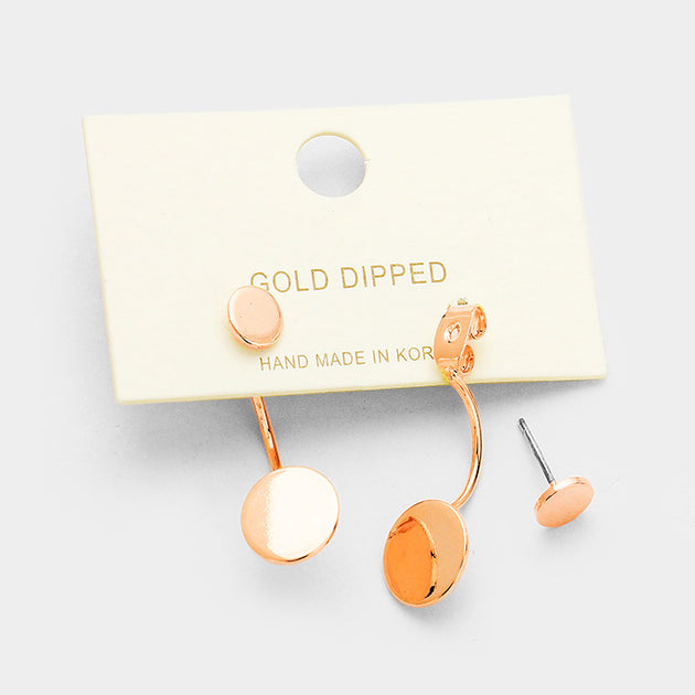 FASHNZFAB Gold Dipped Metal Disc Double Sided Earrings Gold 3