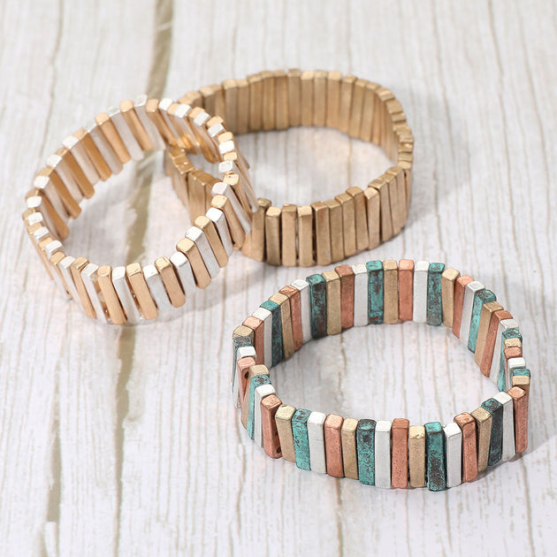 FASHNZFAB Rectangle Bar Stretch Bracelet Multi One Size 4
