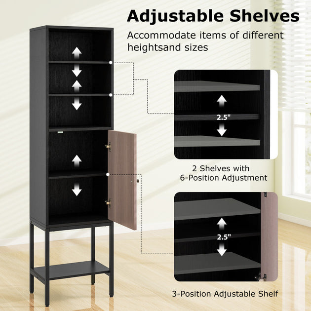 Hivvago Tall Bathroom Storage Cabinet Black 5