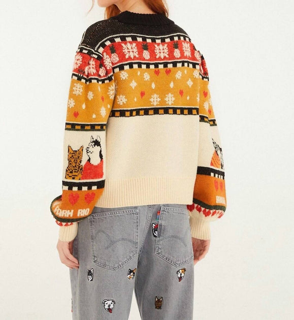 Farm Rio Naughty Nice Sweater Yellow Small 3