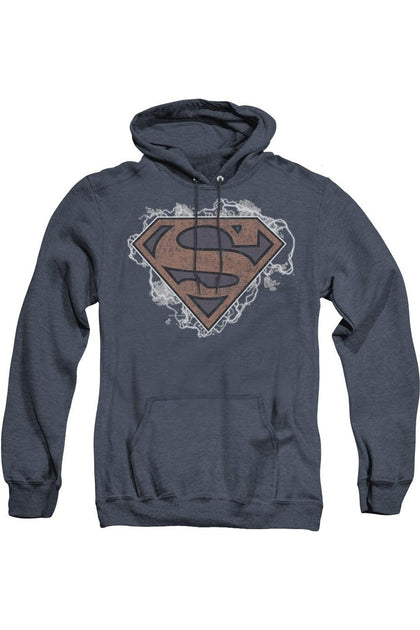 Gildan Superman Storm Cloud Heather Hoodie Blue Medium 2
