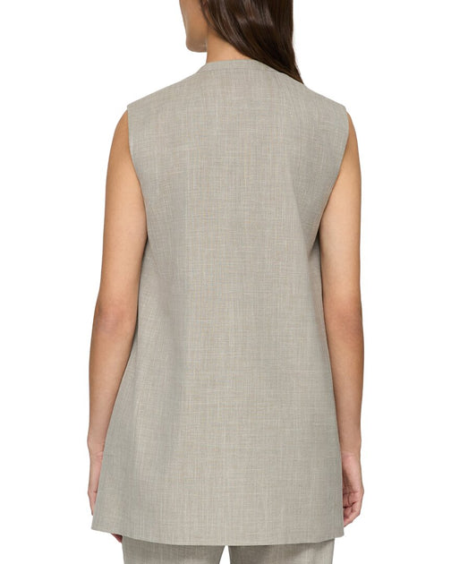 Lafayette 148 New York V-Neck Open Front Vest Grey XS 3