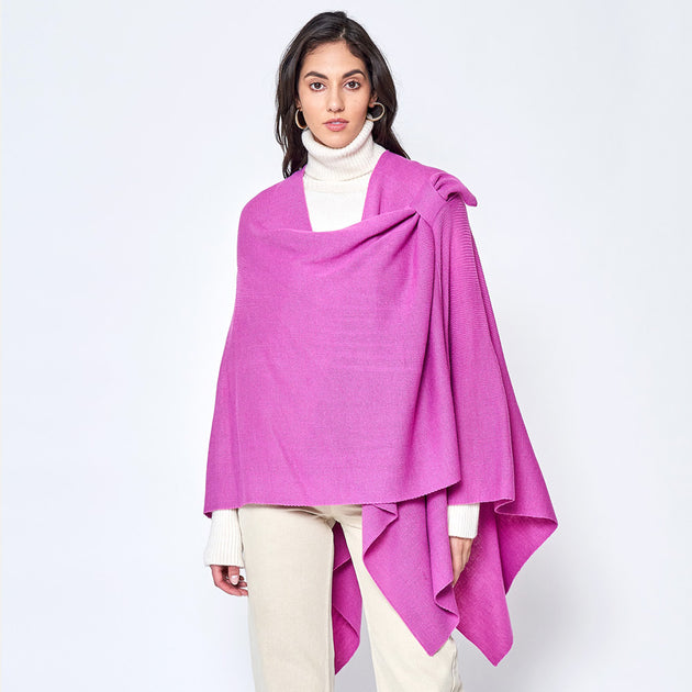 TRUEDAMES Ruana Poncho Red One Size 2