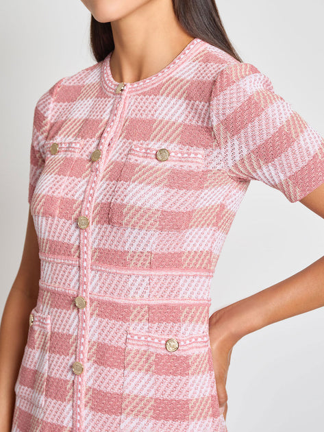Misook Tweed Knit Sheath Dress Pink Large 3