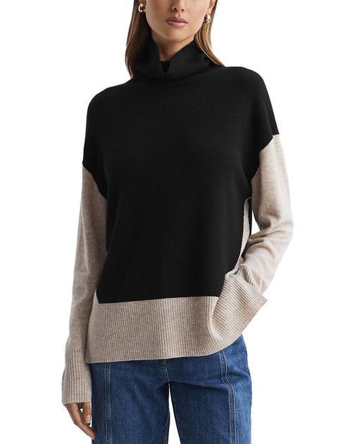 Reiss Alexis Knitted Roll Neck Top Black Small 2