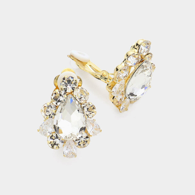FASHNZFAB Teardrop Clip on Earrings Blue 4