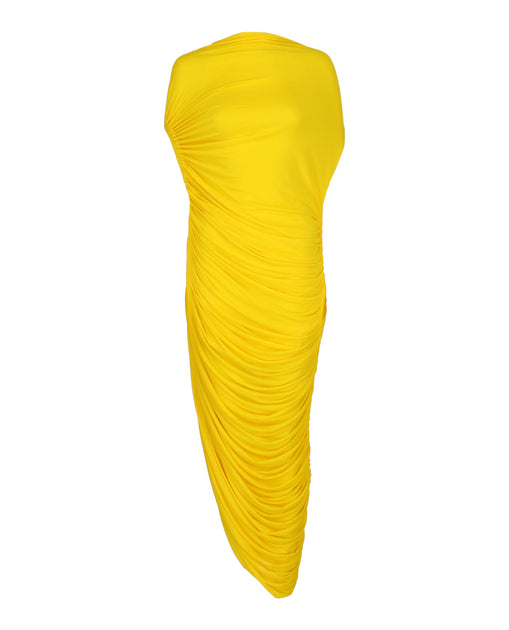Salvatore Ferragamo Asymmetric Draped Midi Dress Yellow EU 36 2