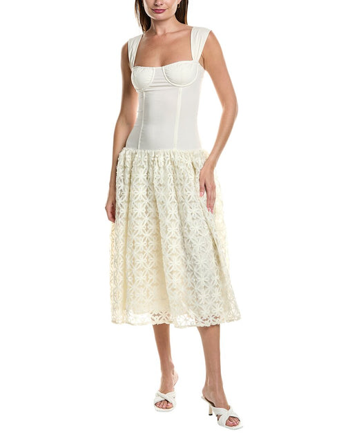 WeWoreWhat Corset Lace Skirt Linen-blend Midi Dress