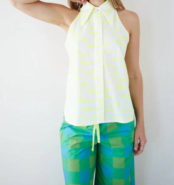 Dr Bloom Sleeveless Fish Shirt Yellow S/M 2