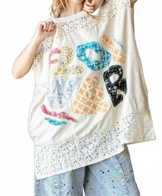 Oli & Hali Flower Applique Top Blanc XLarge 2