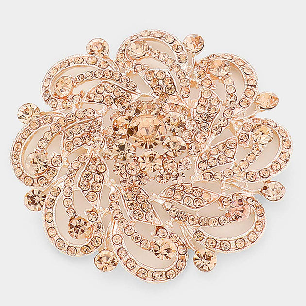 FASHNZFAB Pave Flower Pin Brooch Blue 2