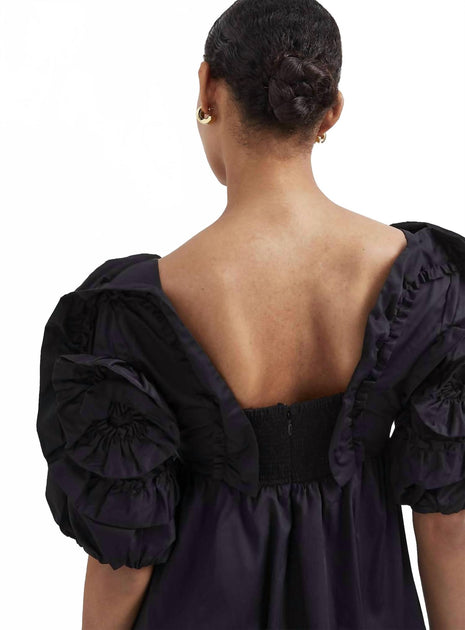 black ruffle dresses short sleeve Keep Watch Black Ruffled Dress