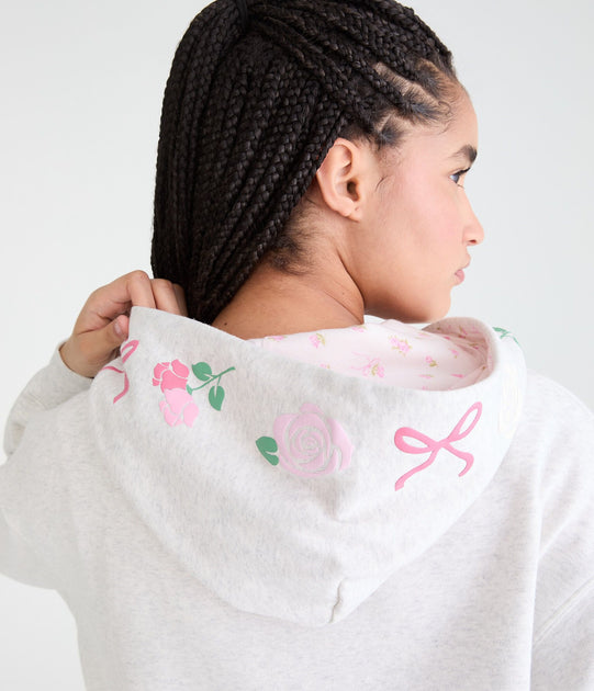 Aeropostale Cloud Soft Rose Bow Pullover Hoodie White XLarge 4