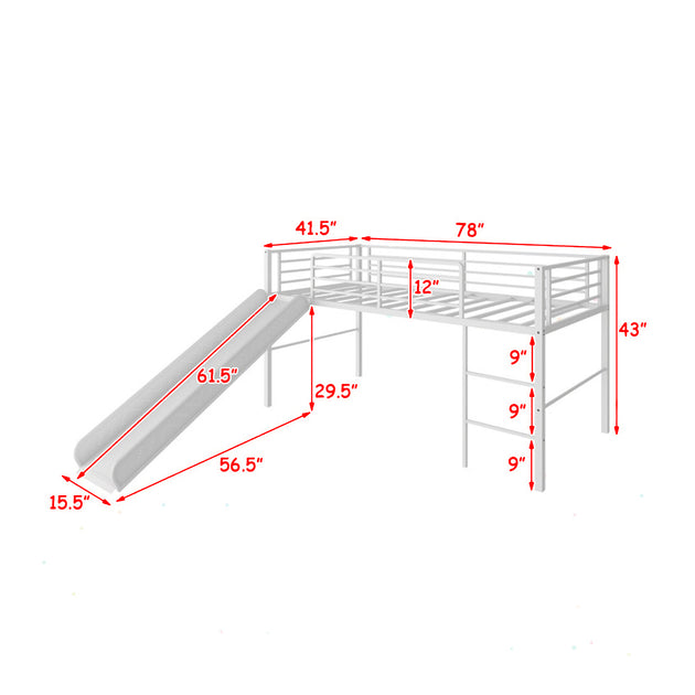 Hivvago Metal Twin Loft Bed with Slide Black 4