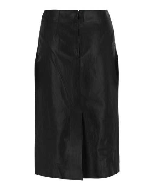 Ferragamo Leder-Midirock mit Plissee-Front schwarz EU 40 3
