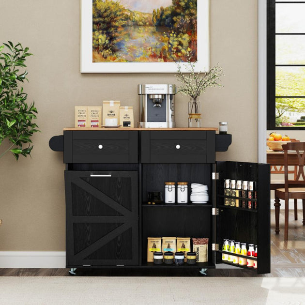 Hivvago Rolling Kitchen Island Black 4