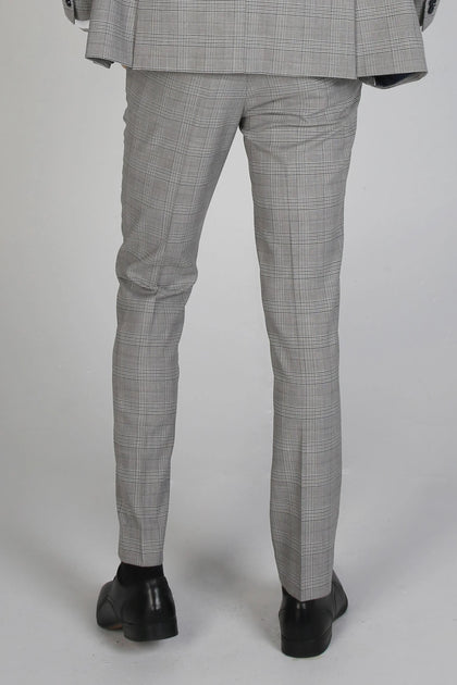 Paul Andrew Hugo Check Formal Trousers Grey 30 4