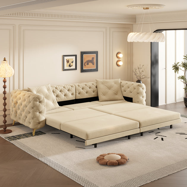Streamdale Convertible Sleeper Sofa Apricot 4