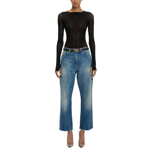 Victoria Beckham Long-Sleeve Backless Bodysuit Grey XSmall 3