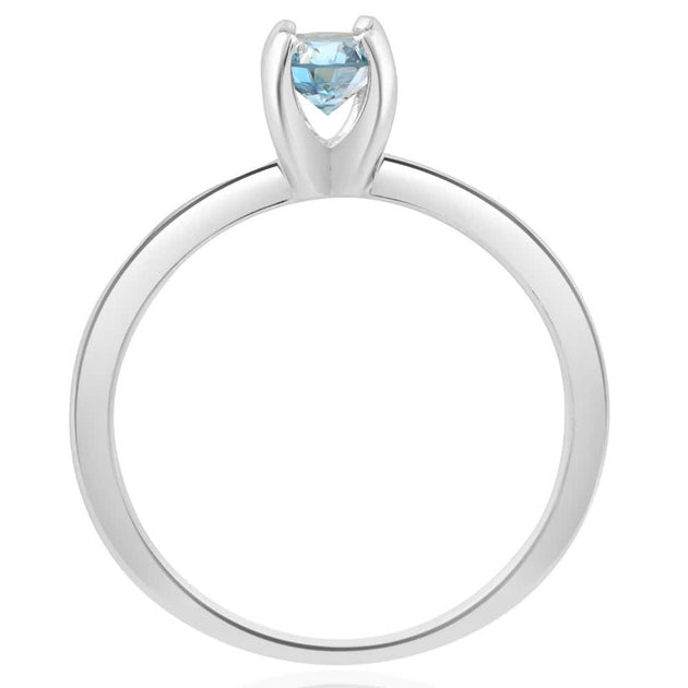 Pompeii3 3/8Ct Round Cut Blue Diamond Solitaire Engagement Ring White Gold 14k US 5 3