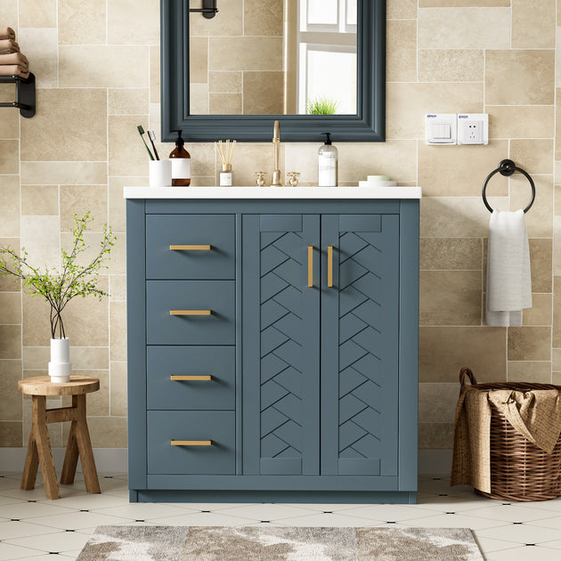 Streamdale 30in Freestanding Bathroom Vanity White 2