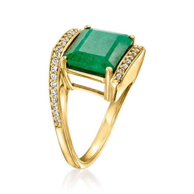Ross-Simons Emerald Bypass Ring White Topaz Green US 5 4