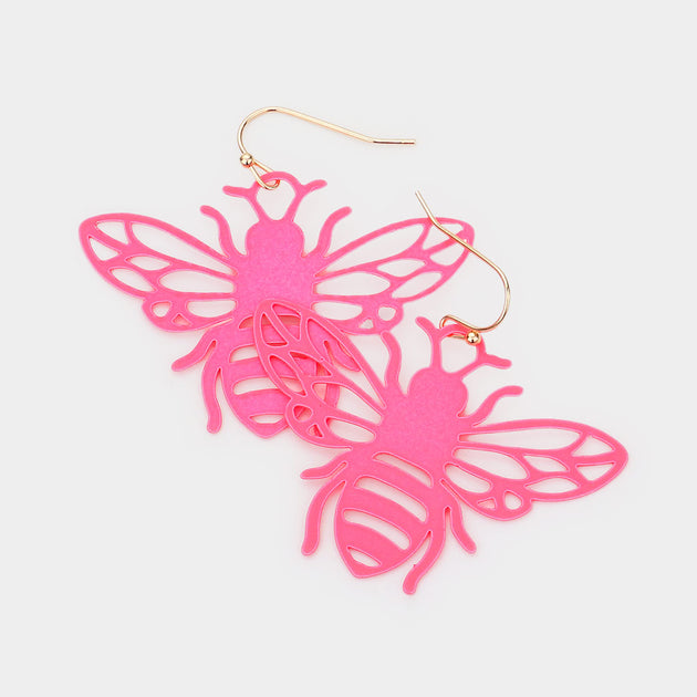 FASHNZFAB Honey Bee Dangle Earrings Red 3