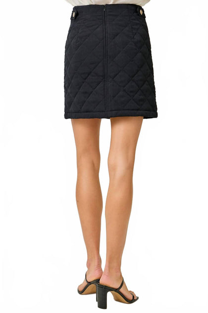 Mystree Arlette Quilted Mini Skirt Black Large 3