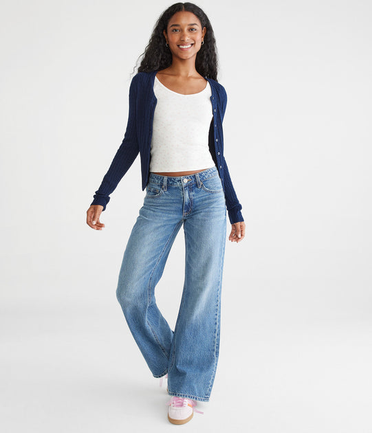 Aeropostale Low-Rise Baggy Flare Jean Blue US 10 Regular 5