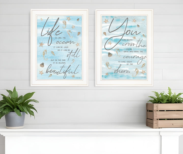 Hivvago Life Is White Framed Print Wall Art White 2