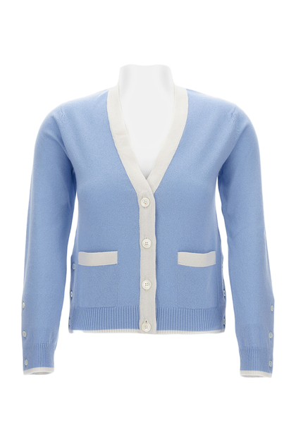 Thom Browne Knitted Cardigan V-Neck Blue EU 44 2