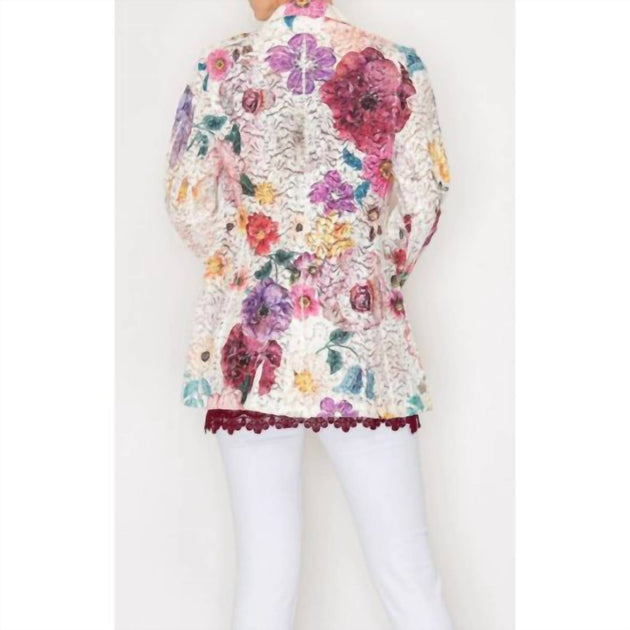 Origami Women's Lace Floral Blazer Multi Small 3